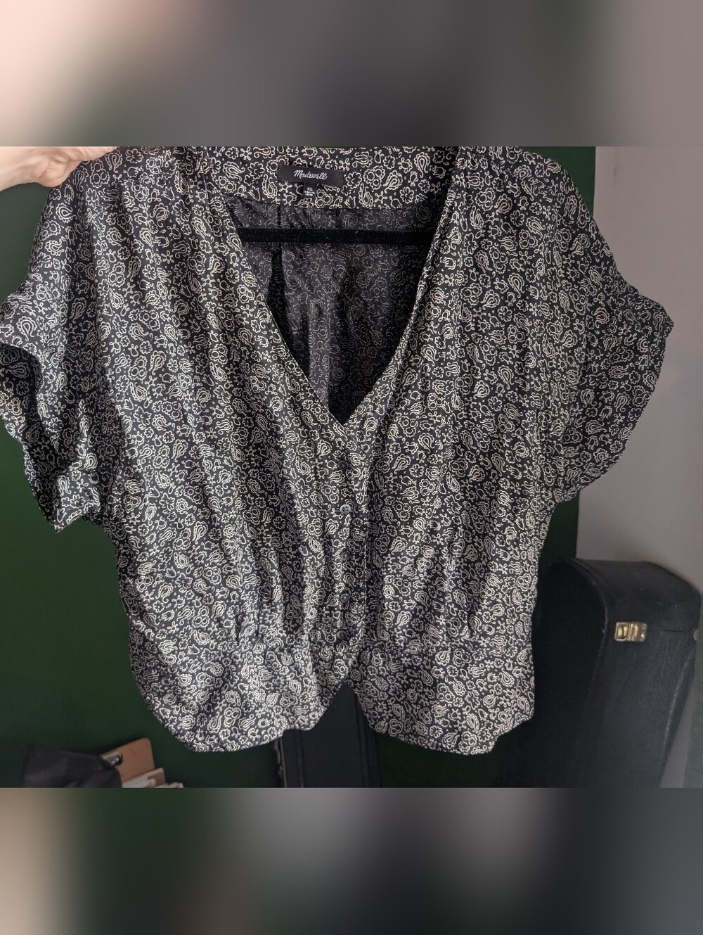 Madewell Pleated Short-Sleeve Floral Summer Crop Top - Picture 7 of 7